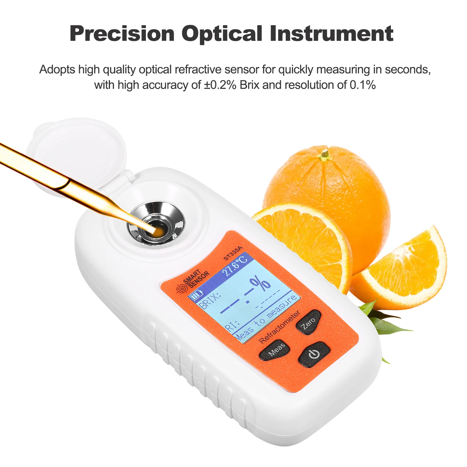 SMART SENSOR ST335A Digital Refractometer ATC Sugar Percent Tester 0-35% Brix Su
