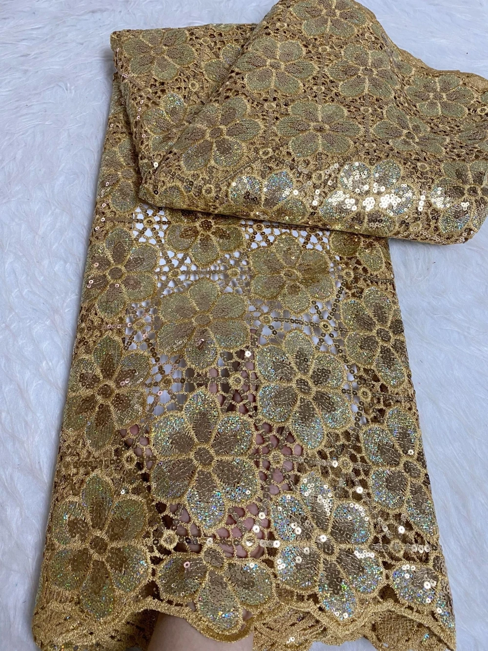 

African Nigerian Tulle Lace Fabric, Cotton Wedding Party Dress, Sequins for Sewing, Embroidery, High Quality, 5Yards, JH0047