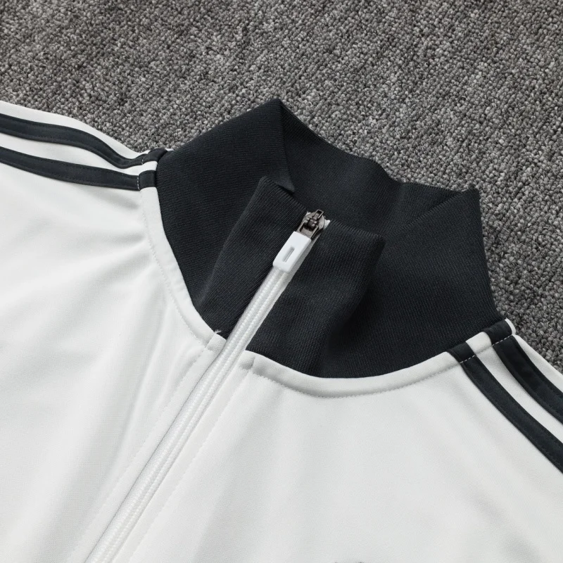 Adidas Soccer Jerseys Men Professional Trendy Multi-functional Zippered Sportswear Football Training Suit Set White Black