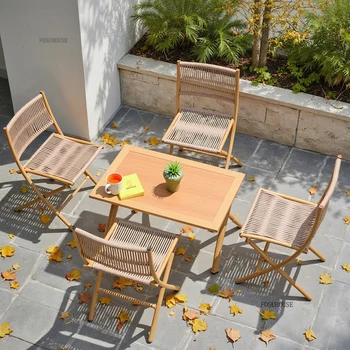 Mobili da giardino nordici per esterni Set da esterno Set di mobili da giardino ad aria aperta Protezione solare impermeabile Tavolo e sedia pieghevoli portatili 1