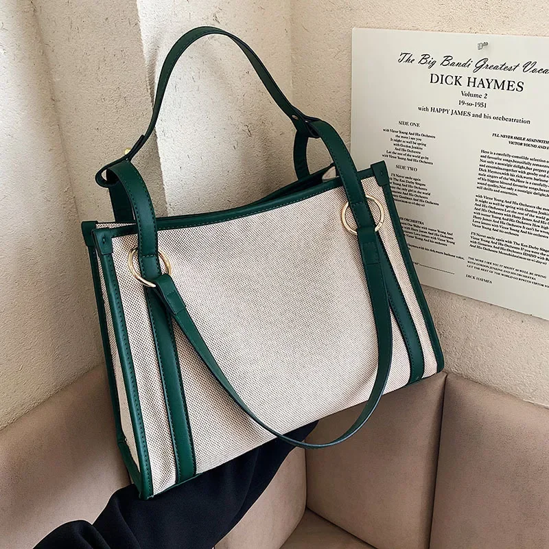 Large Capacity Patchwork Tote Handbags Female Canvas Big Purse Bag For Women New Fashion Design Shoulder Bag Underarm Bag Ladies