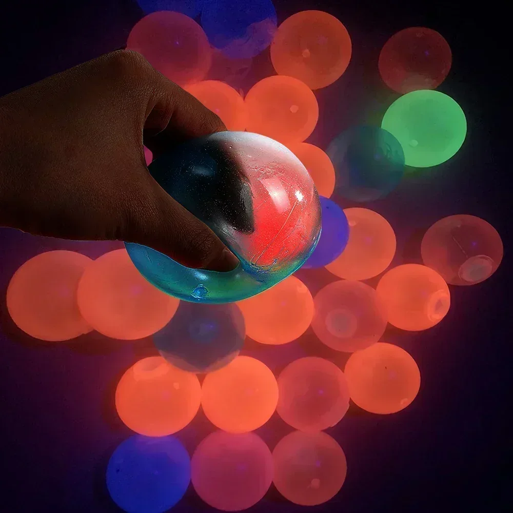 1/10Pcs Luminous Balls High Bounce Glow in the Dark Ball Sticky Wall Home Stress Relieve Toy Decompression Squeeze Toys Party 5