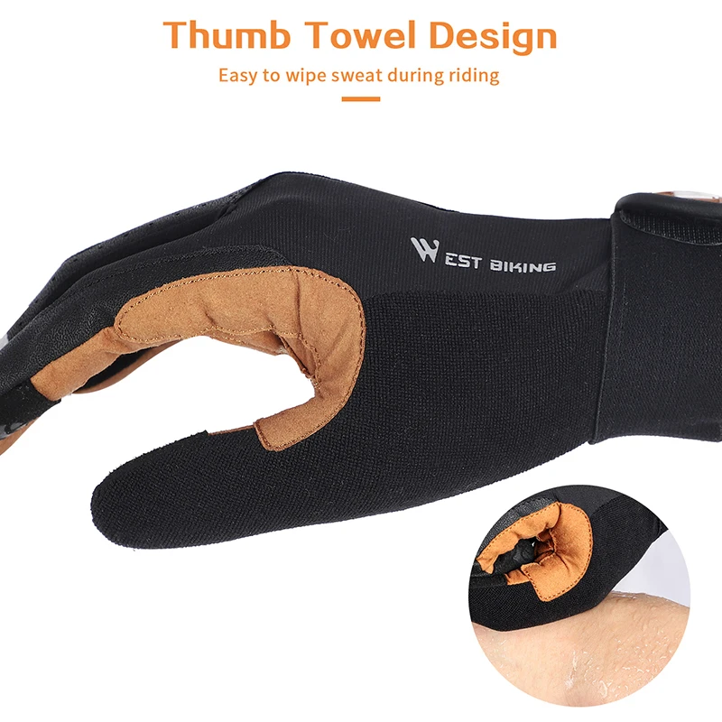 WEST BIKING Cycling Gloves Men Women Breathable Full Finger Mitts Bicycle Sports Gloves Spring Autumn Gym Motorcycle Gloves 3