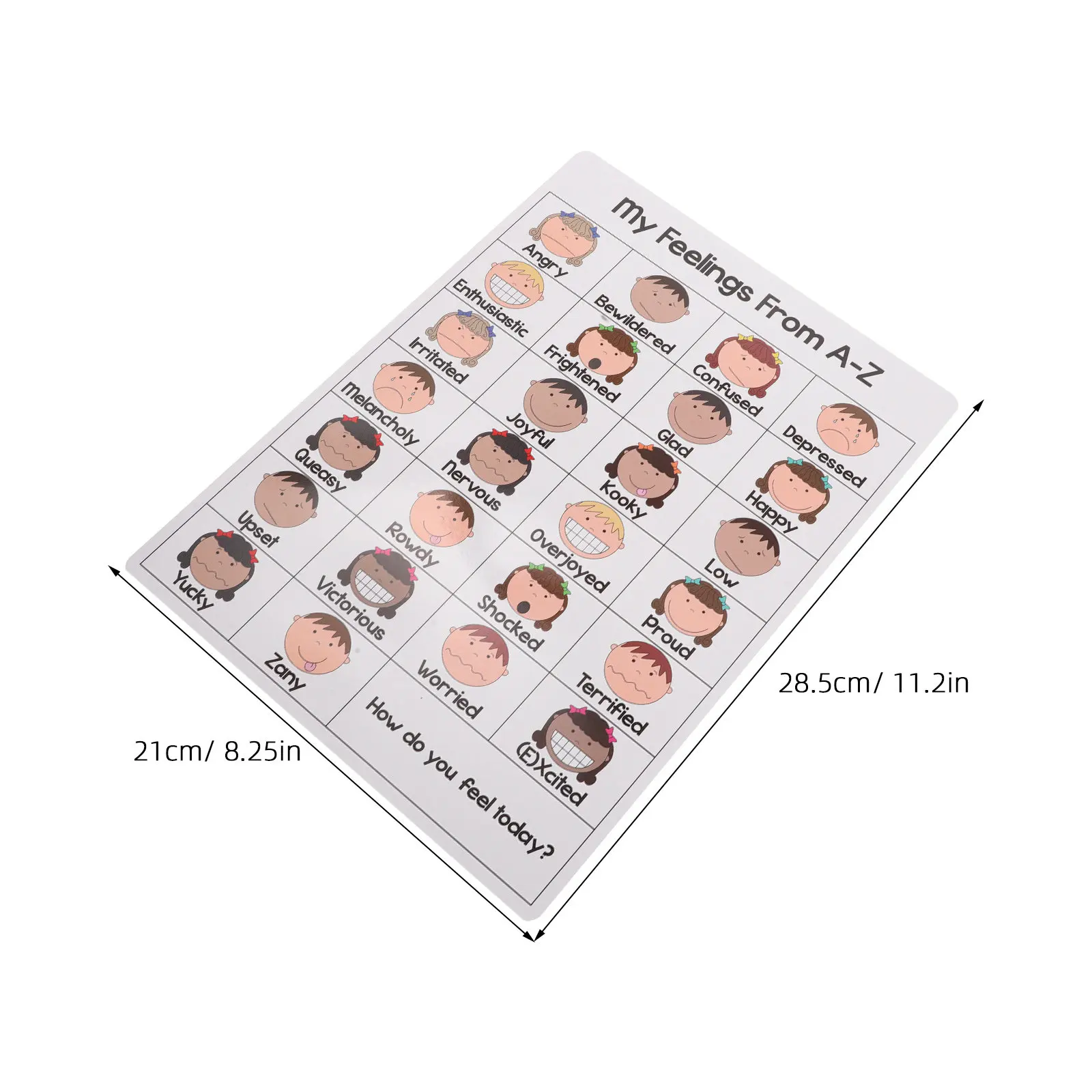 10Pcs A-Z 감정 차트 정서 관리 포스터 어린이  유치원 자폐증 교육 교실 학습 도구