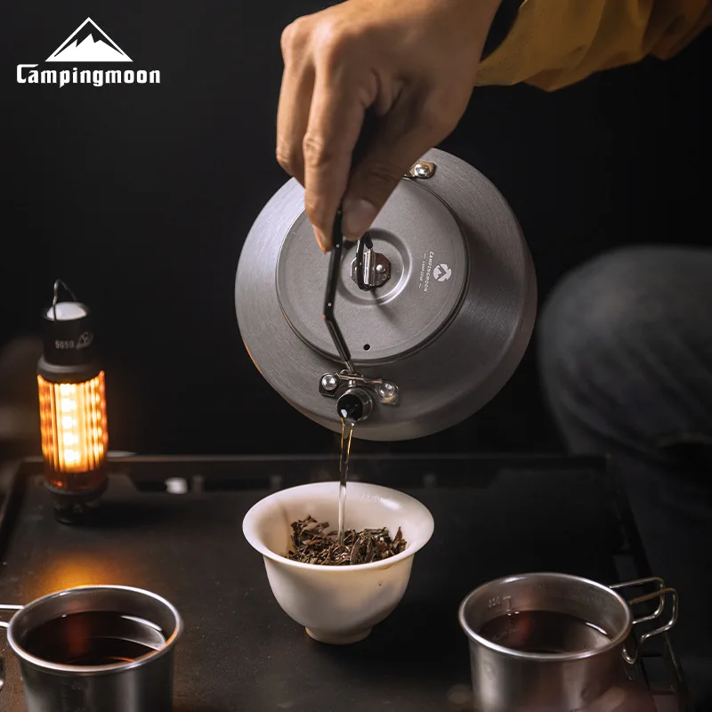 CAMPINGMOON Aluminum Alloy Coffee Pot 0.8L/1L/1.5L Large Capacity Outdoor Kettle Portable Camping Tea Pot Outdoor Water Kettle