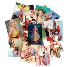 

10/30/50/100pcs Retro Girl Pin Up Girls Stickers Skateboard Motorcycle Laptop Luggage Phone Guitar Car Cool Waterproof Sticker