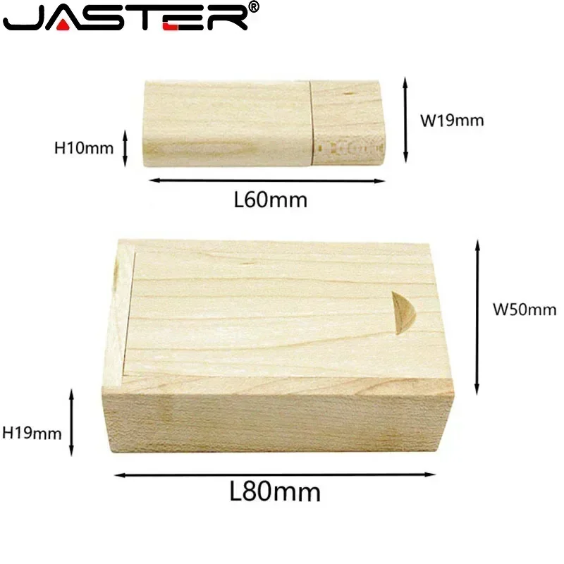 thumbnail image 4 of JASTER - Memorias USB 2.0 de madera con logotipo personalizado gratuito, de bambú, con caja, de 16 GB, 32 GB, 64 GB, para regalo de boda, 4 of 5