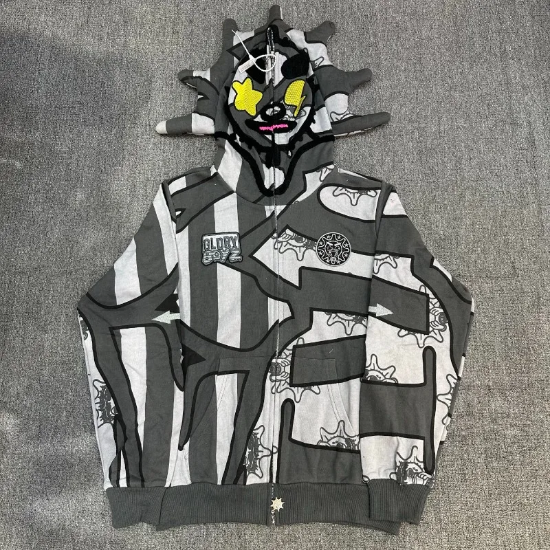 Streetwear Glo Gang Embroidered Zip Hoodie Hip Hop Unisex