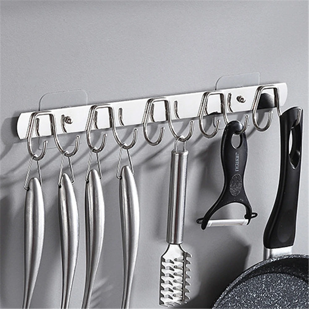 

Wall Mounted Hooks Hanger Double Hooks Self-adhesive Hooks Kitchen Utensils Hooks Clothes Hanger Bathroom Wall Holder Hook Rack