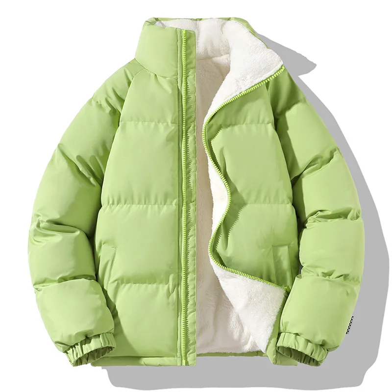 Cotton Jacket Parka Coat Parkas Coat Men Winter Thick Warm Parka Coat Fleece Inside Male Solid Color Stand Collar Cotton Jacket Men's Cotton Coat Size