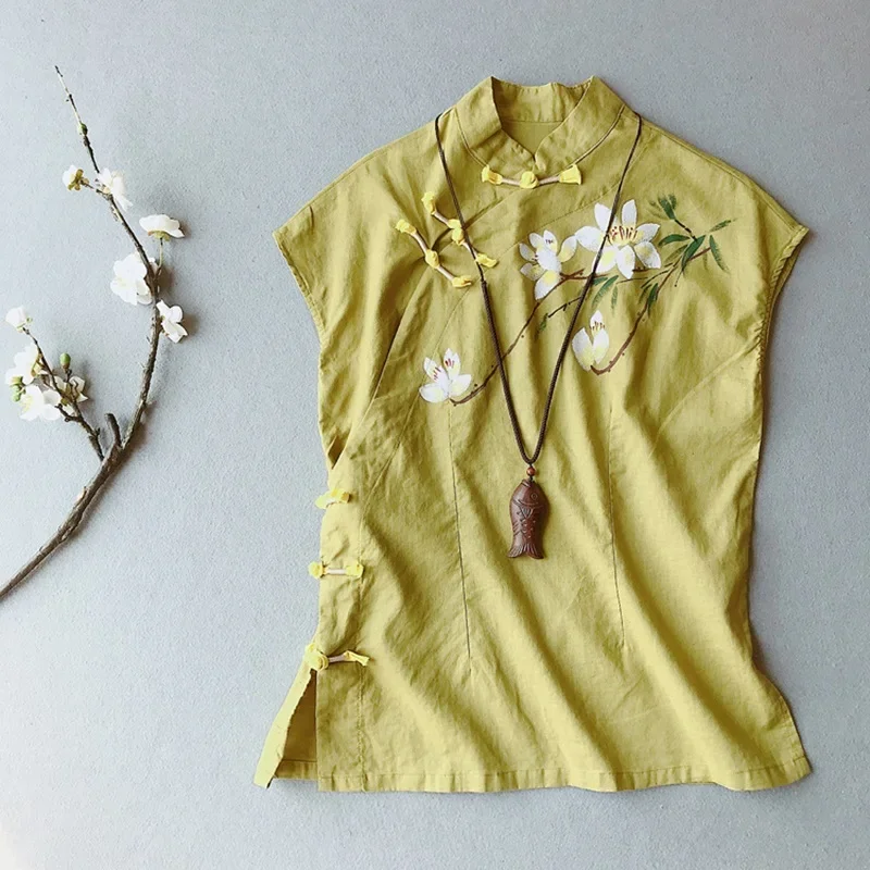 

2023 Женская традиционная китайская одежда в стиле ретро, однотонный топ ханьфу, женские топы, Элегантный Восточный костюм Тан, китайская блузка 13037