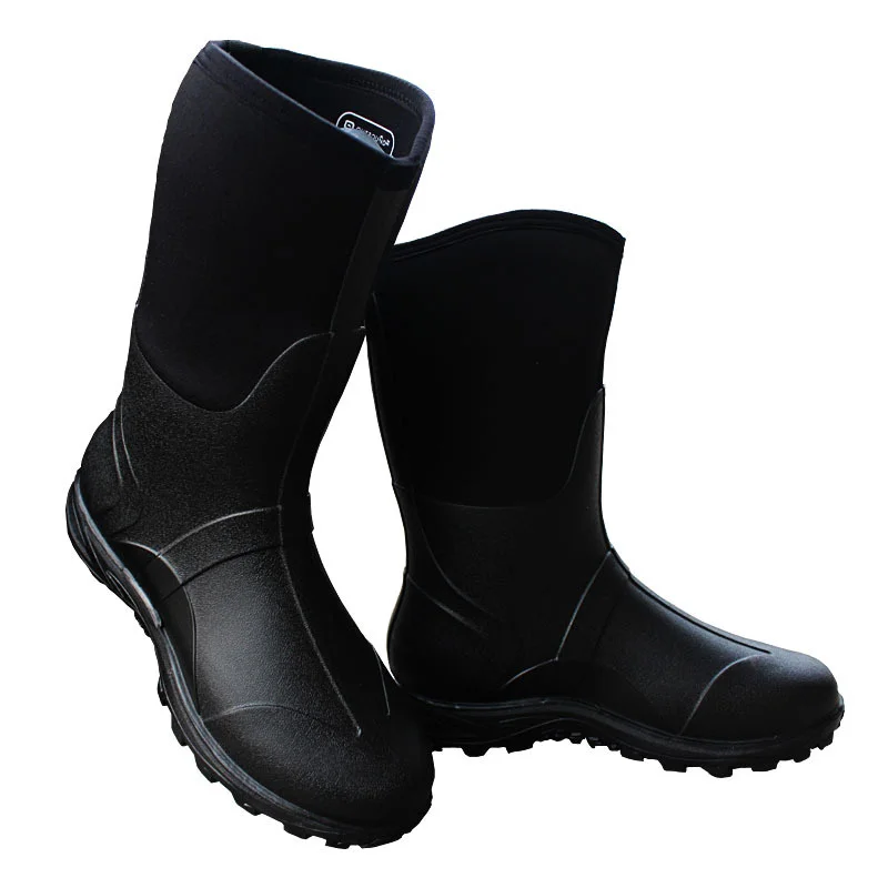 Mens Outdoor High Tube Fishing Boots Camouflage Non-slip PVC Waterproof Rubber Wading Water Shoes Rain Boots