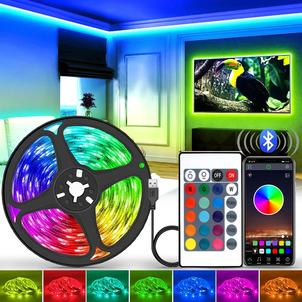 

LED Strip Light USB Bluetooth RGB 5V 5050 LED Lights Flexible LED Lamp Tape Ribbon RGB TV Desktop Screen BackLight Diode Tape