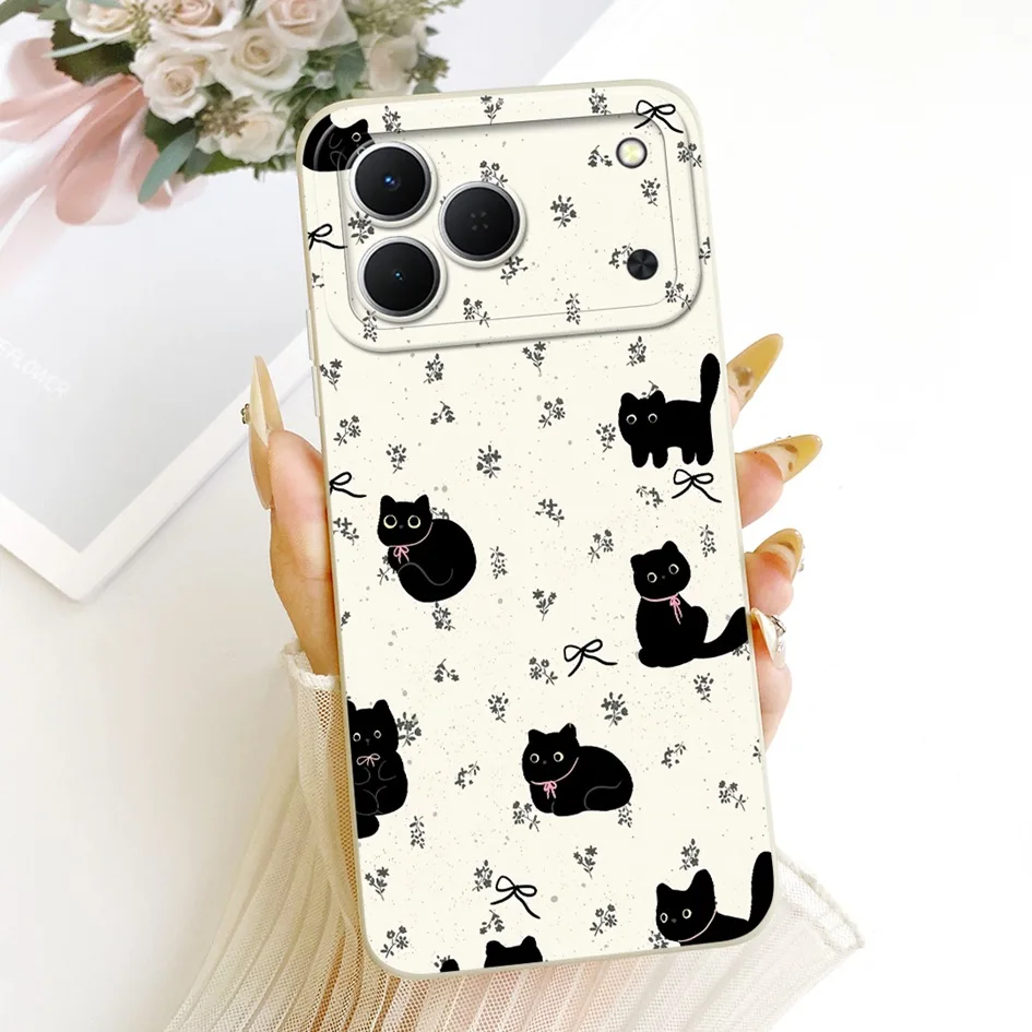 Cute Cartoon Cat Painted Soft Silicone Phone Case Cover