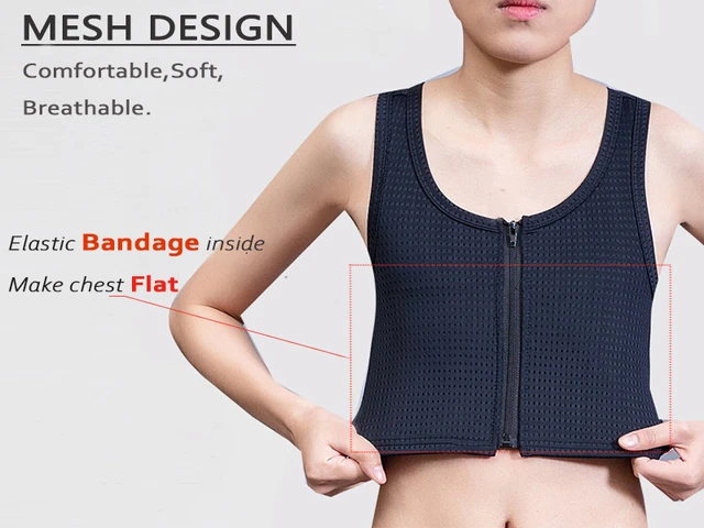 Breathable Flatten Breast Tank Vest With Buckle Slim Fit For