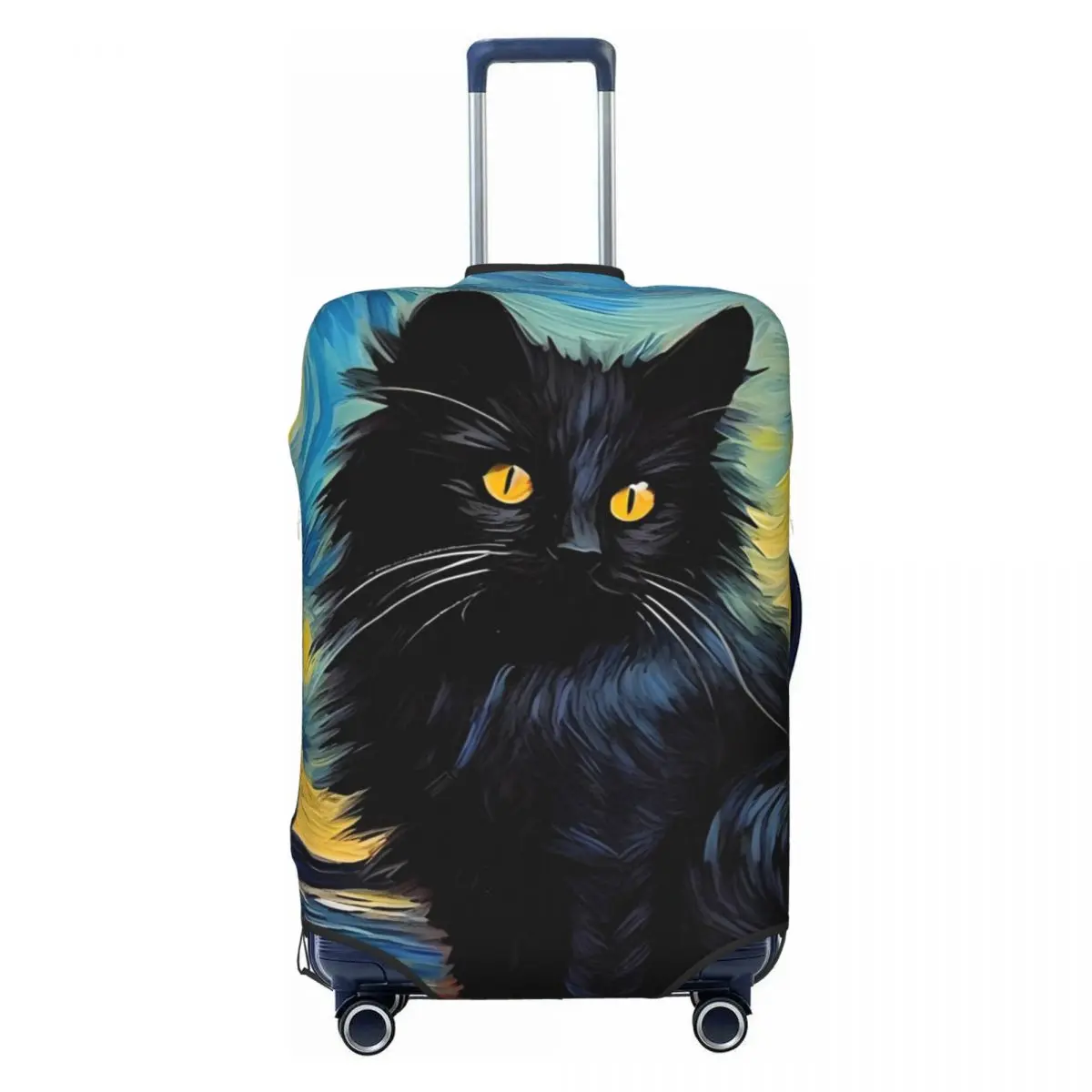 Painting Black Cat Suitcase Cover starry night sky Strectch Cruise Trip Protector Luggage Supplies Flight