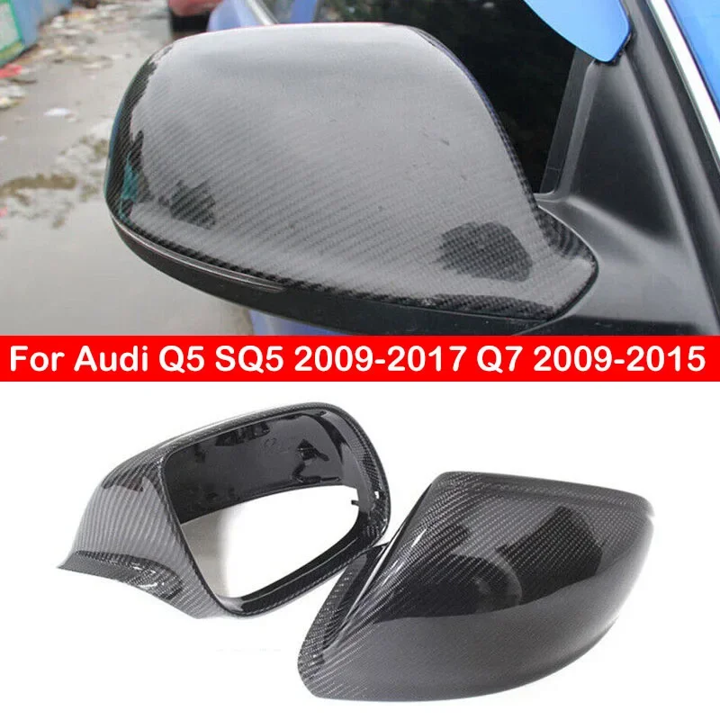 

For Audi Q5 SQ5 2009-2017 Q7 2009-2015 Real Carbon Fiber Car Rearview Side Mirror Cover Wing Cap Exterior Rear View Case Trim