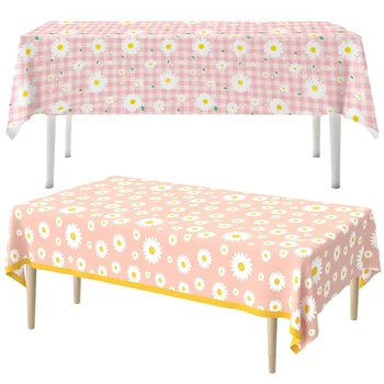 Tovaglia margherita Fiore margherita Decorazioni per feste di compleanno Copritavolo in plastica usa e getta per ragazze Forniture per feste di matrimonio per baby shower 1