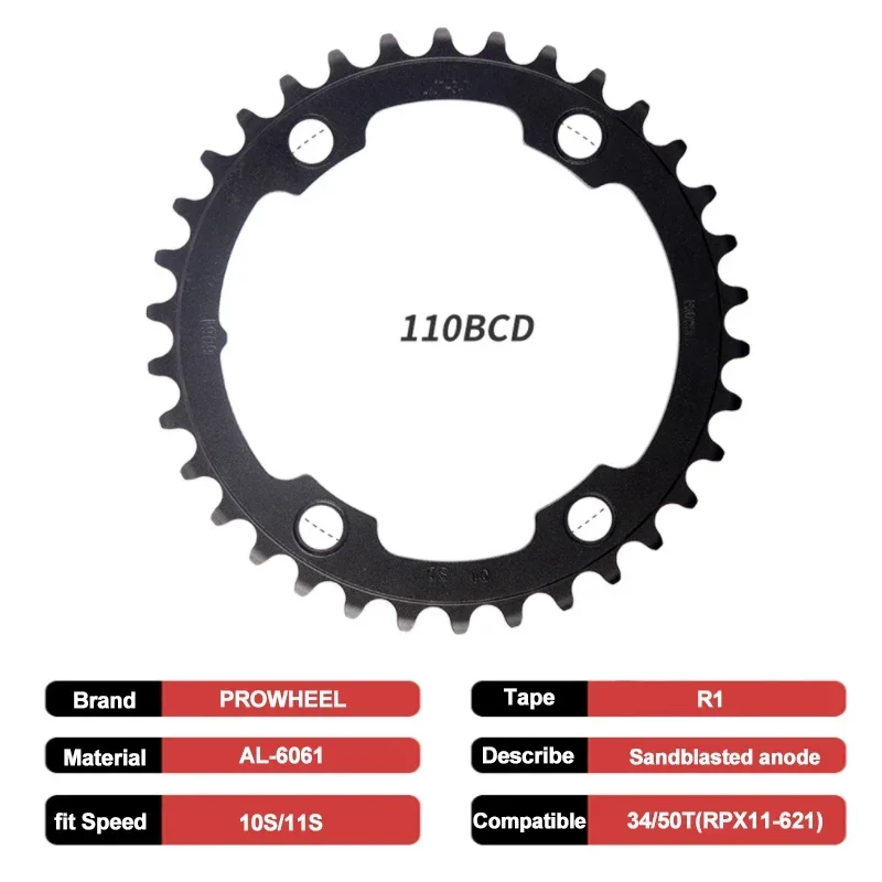 PROWHEEL 110BCD Chainring 5 Bolt 4 Bolt Mountain Bike Chainwheel 34T 50T Bicycle