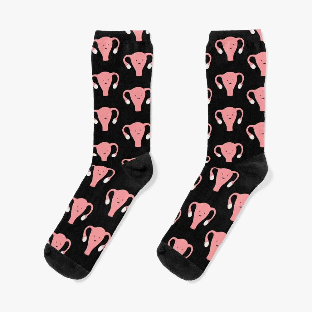 

Patterned Happy Uterus in Black Socks luxe gifts Crossfit Socks Girl Men's