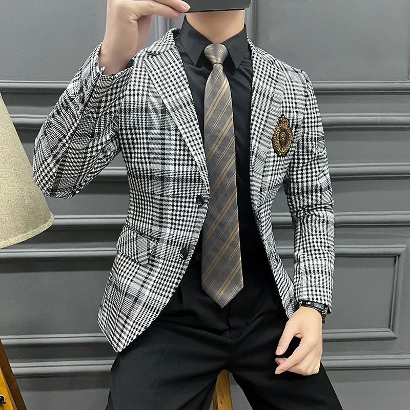 Blazer Masculino Men's Fashion Business Casual Professional Dress Wedding Gentleman Hosts The British Style Slim-fit Suit Blazer