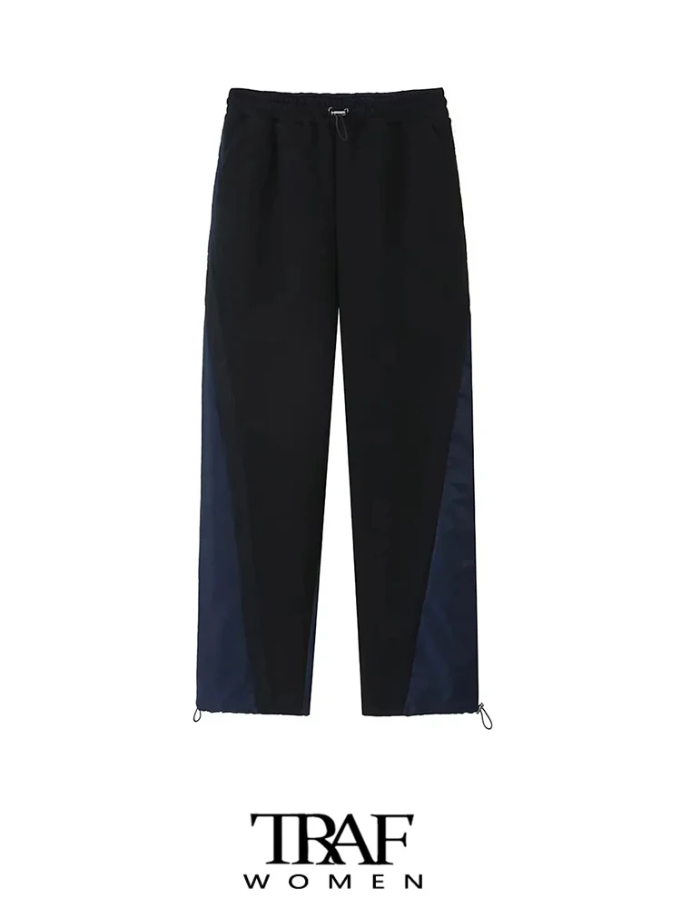 

Брюки женские нейлоновые с боковыми карманами и высокой эластичной талией