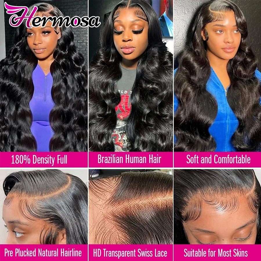 Hermosa 13x4/13x6 HD Lace Frontal Human Hair Wigs Pre Plucked Brazilian Body Wave Lace Front Wig for Women 4x4 Closure Wig lace front wig human hair wigs human hair wig front lace wig