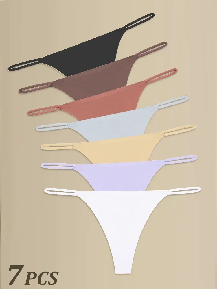 7Pcs/Set Women Seamless Thongs  High Flexibility Panties Thin Strap Low WaistSexy Underwear Ladies T-back Comfortable Women