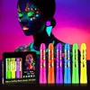 6Pcs UV Neon Face Painting Kit,Glow in the Dark Under UV Lights,Black Light Glow Makeup Kit,Washable Water Soluble Face Painting 1