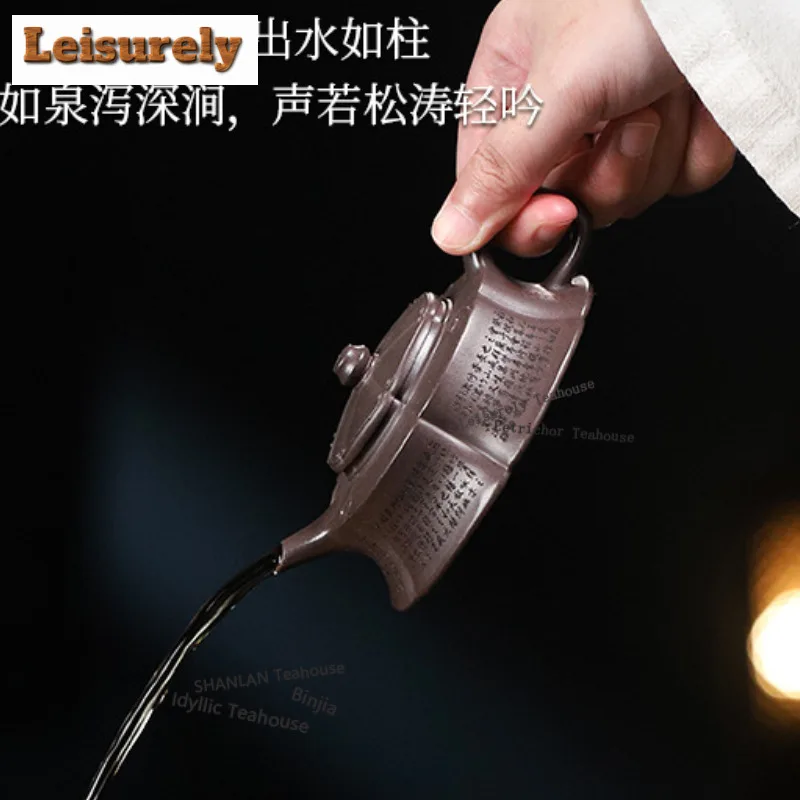 140ml Ancient Yixing Purple Clay Teapots Handmade Ruyi Pot Raw Ore Azure Mud Kettle With Infuser Chinese Zisha Tea Set Cafes