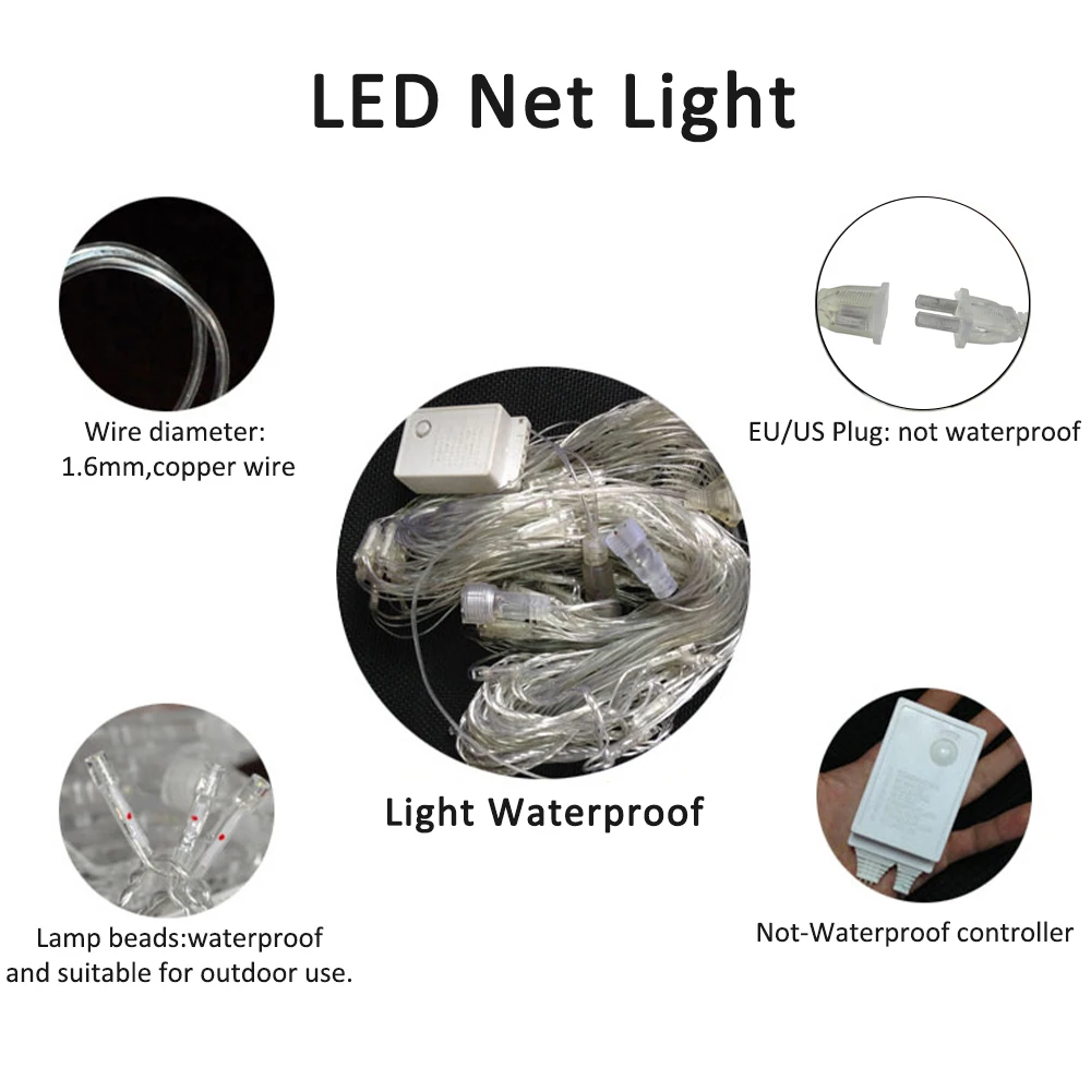 Net Lighting Fairy Lamp Light String Waterproof Outdoor EU 220V US 110V Christmas Garden Holiday Home Decor Wedding Party Fairy