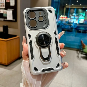 Military Shockproof Phone Case For iPhone 17 16 15 14 13 12 11 Pro Max Plus Air 2-in-1 Metal rotating Bracket Armor Back Cover 1