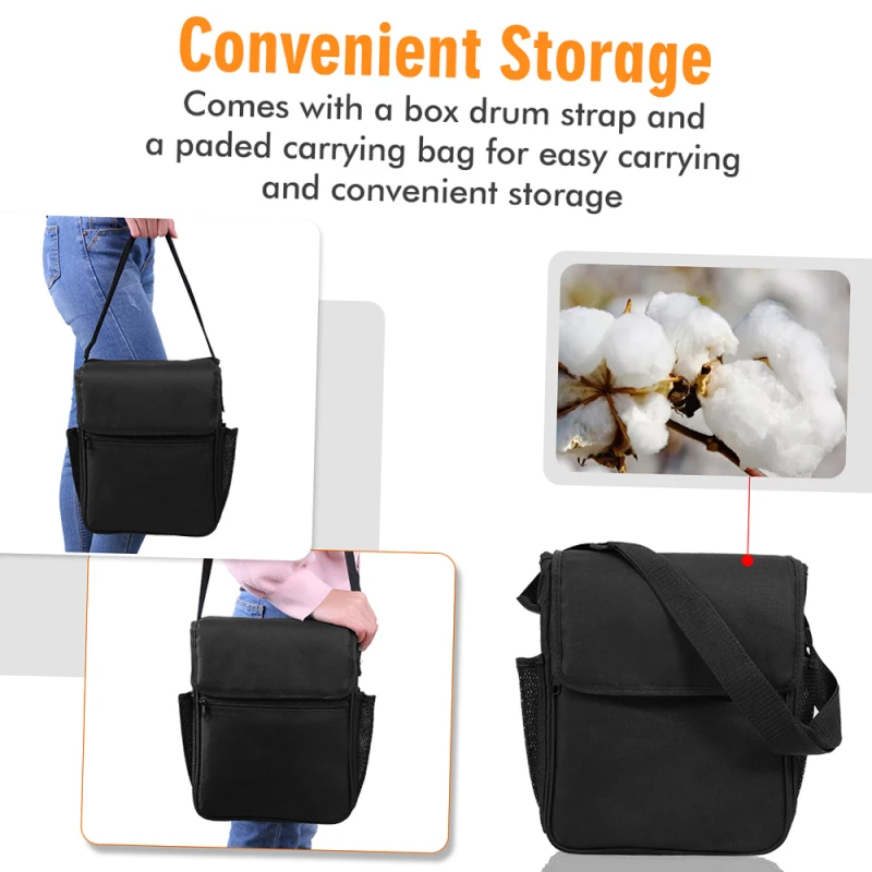 Portable Traveling Wood Cajon Box Drum Flat Hand Drum Wooded Percussion Instrument with Strap Carry Bag Cajon