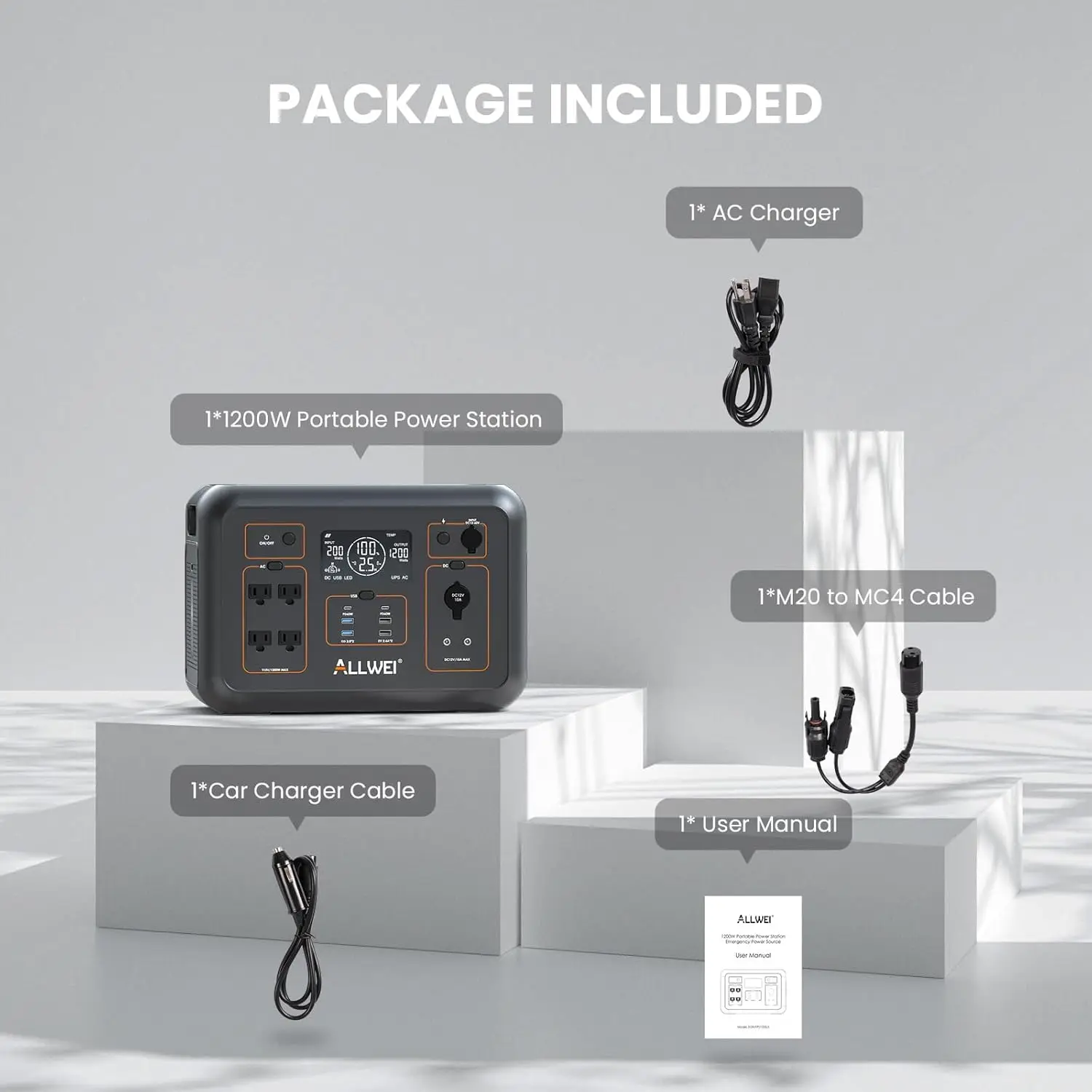 LiFePO4 Portable Power Station 1200W, 1008Wh Solar Generator with UPS Mode, 1.5Hrs Fast Charge, 4 AC Outlet(Surge 2400W), Power