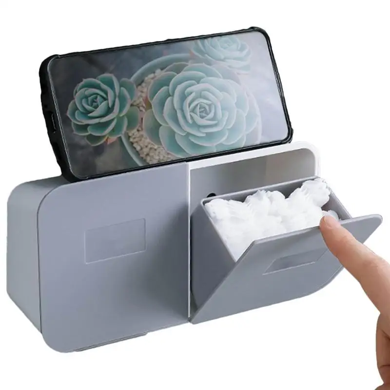 

Настенная коробка для хранения, настенная клейкая задняя коробка для хранения Qtip, органайзер для макияжа с двойной сеткой для ванной комнаты, кухни, настенная