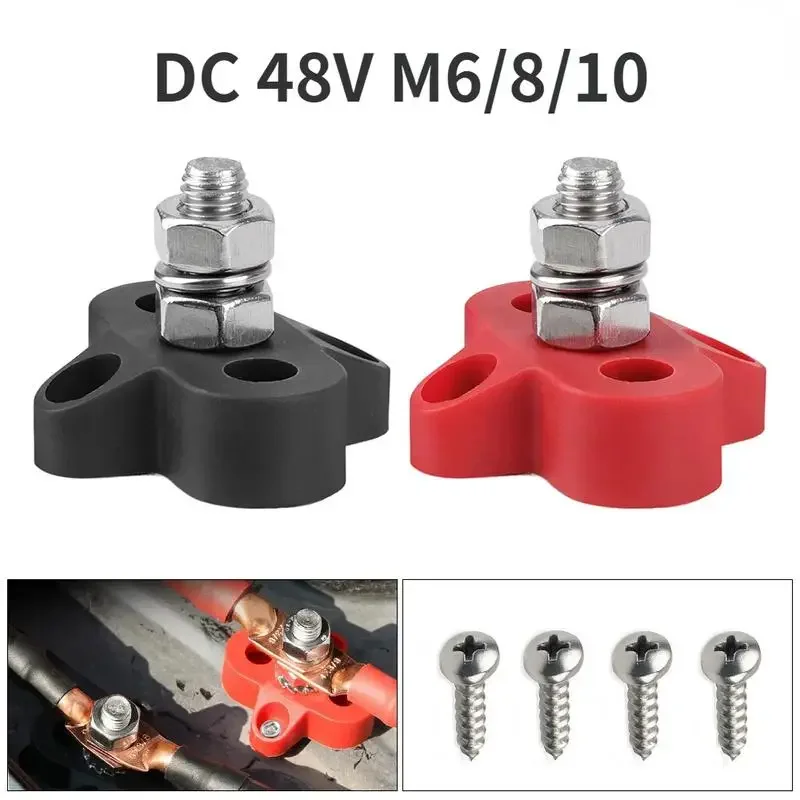 Power Distribution Block DC 48V 300A Bus Bar M10 Terminal Block Studs Battery Power Distribution Stud Connector for Truck RV Boat