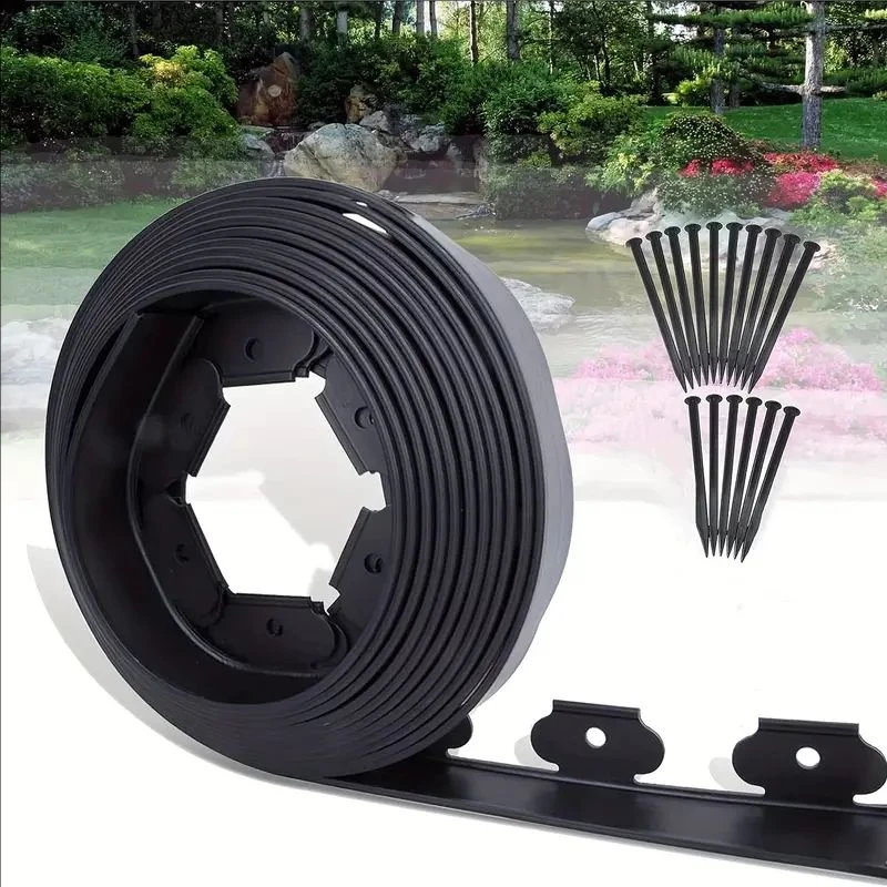 10M Fixed Garden Barrier Lawn Grass Plastic Edging Border Landscape Edging Garden Edge Kit With 30 Anchoring Spikes Easy Install