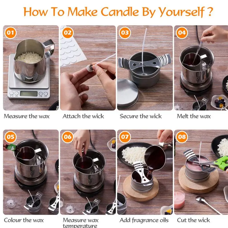 Candle Maker Candle-making Supplies Bulk Complete Set Pure Beeswax With Capacity Pot 10 Jars Soy Wax Candle Maker