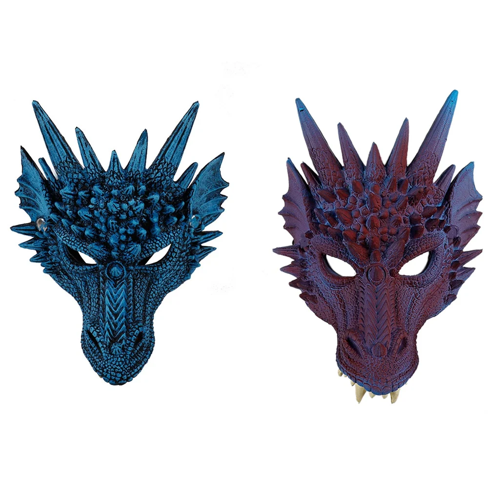Mardi Gras Halloween Carnival Party PU Foam 3D Chinese Dragon Animal Dragon Mask Cosplay Scary Mask,Silver
