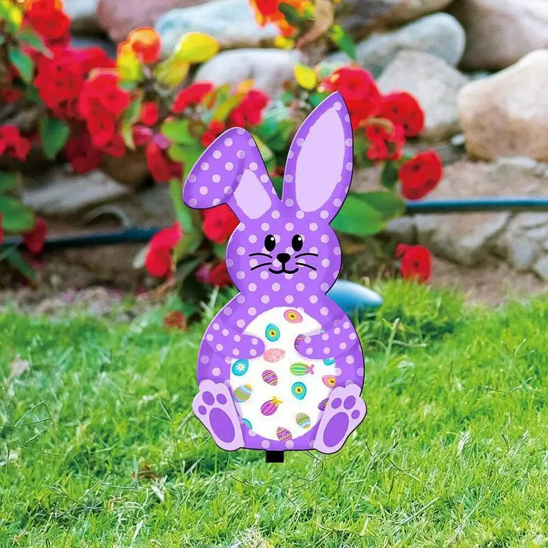 Animal Bunny Yard Stakes Acrylic Bunny Lawn Signs Sturdy Easter Garden Outdoor Sign With Stakes For Patio Garden Yard