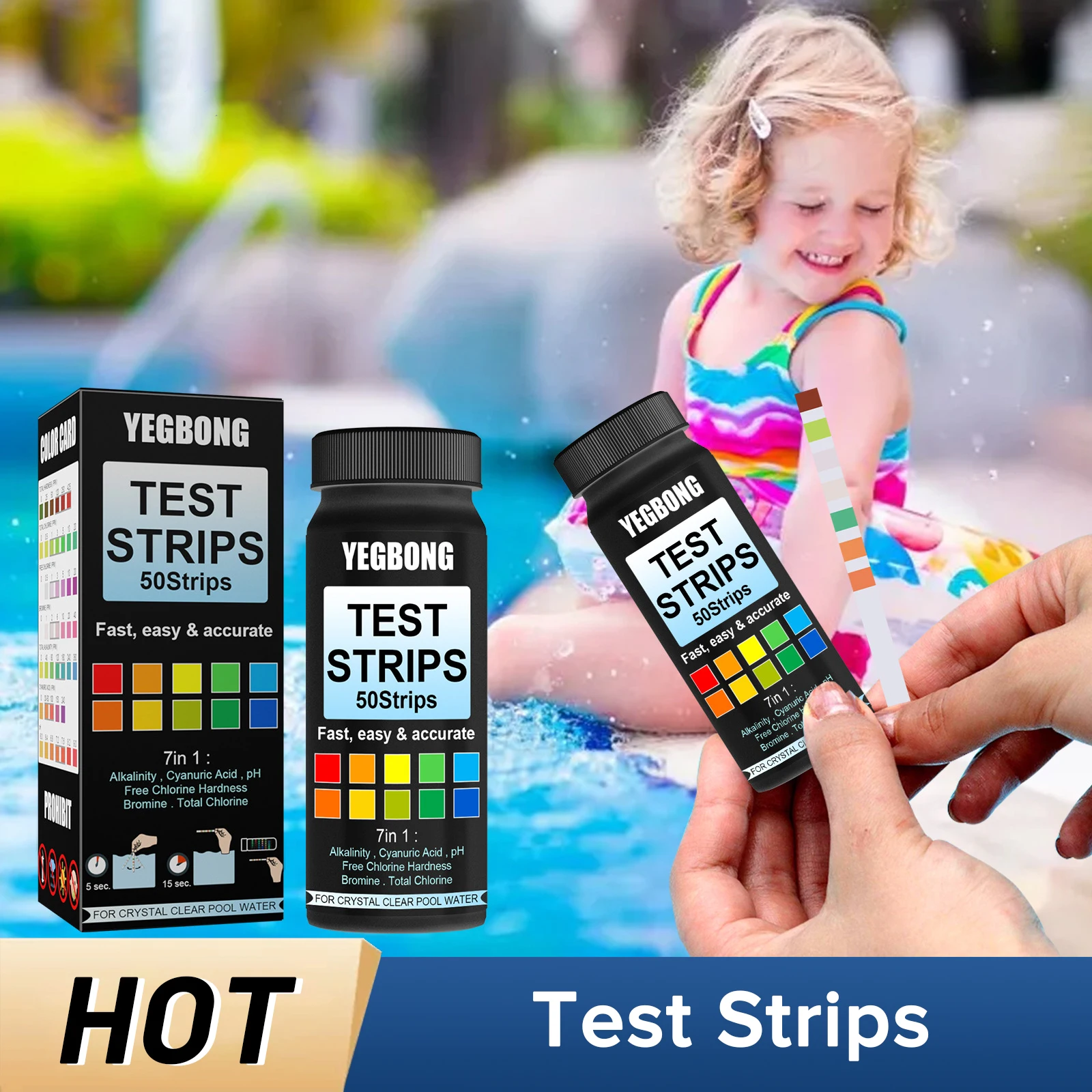 Test Strips Multipurpose Chlorine PH Test Strips Alkalinity Total Hardness PH Value Testing Spa Swimming Pool Water Tester Paper