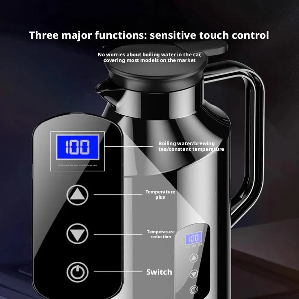 휴대용 자동차 핫 주전자 1200/1500ML 대용량 304 스테인레스 스틸 온수기 여행용 자동차 12V 24V 차/커피용 X2V3