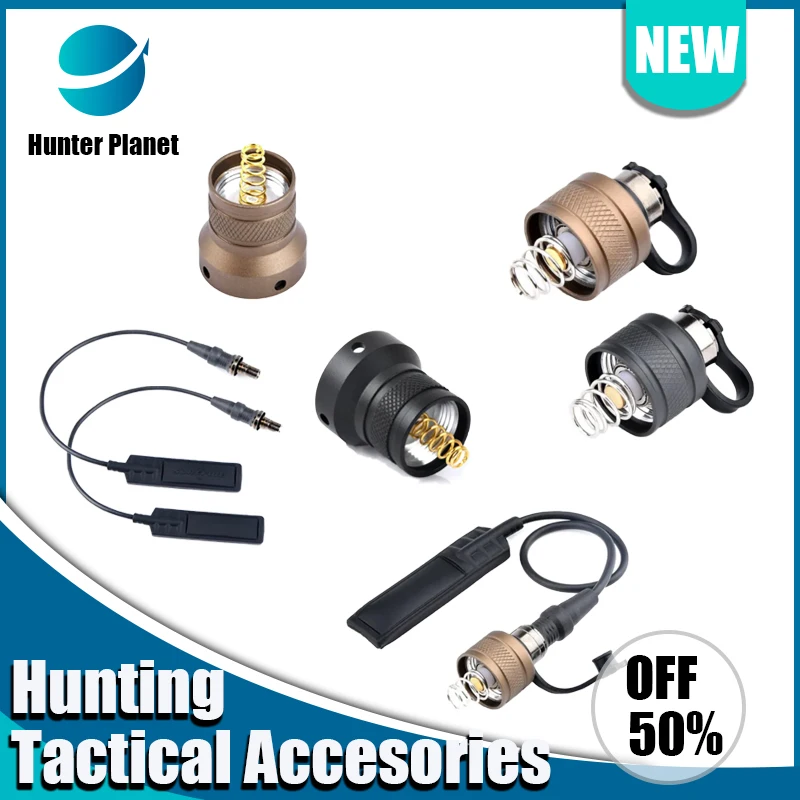

hunting tactical accesories WADSN Surefir Flashlight Pressure Switch Tail Cap for Airsoft M600 M300 PLHV2 Weapon Accessories