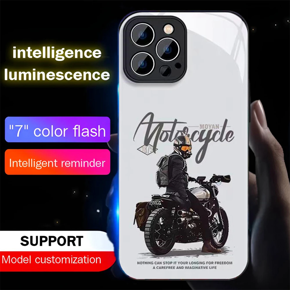 Beliebte Motorrad Junge Led Licht Telefon Fall Anruf Flash Glitter Abdeckung Für Samsung S25 S24 S23 S22 S21 S20 FE plus Ultra A16 A15
