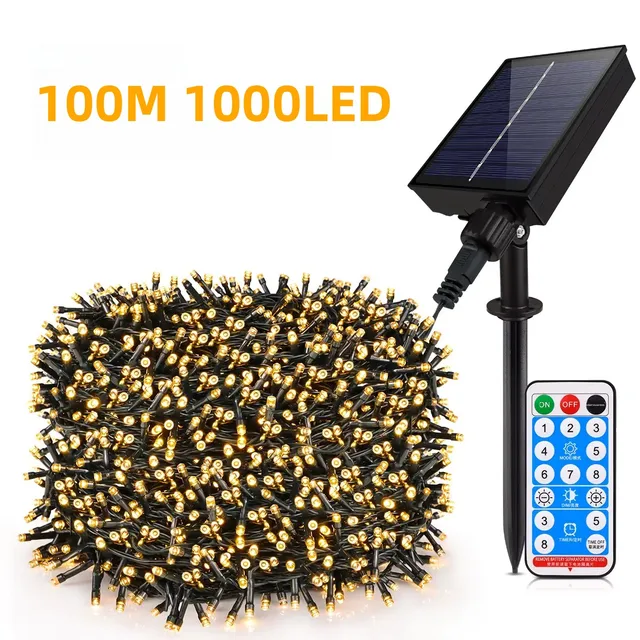 Guirlande solaire d'extérieur étanche, 100M 50M 30M, grand panneau solaire, lampe à Charge rapide pour décoration de jardin de Festival 1