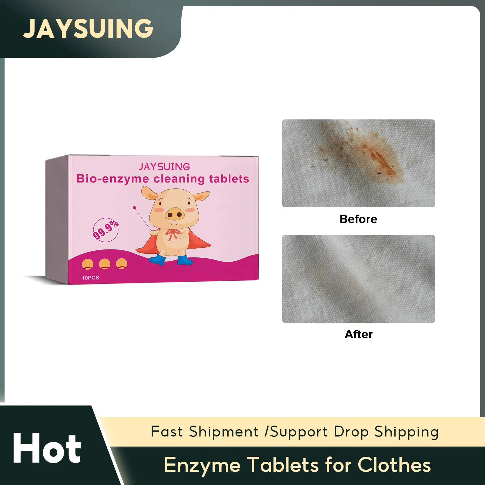 Enzyme Tablet for Clothes Shoe Clothing Pillowcase Enzyme Cleaning Remove Yellowing Brighten Color Explosive Salt Washing Agent
