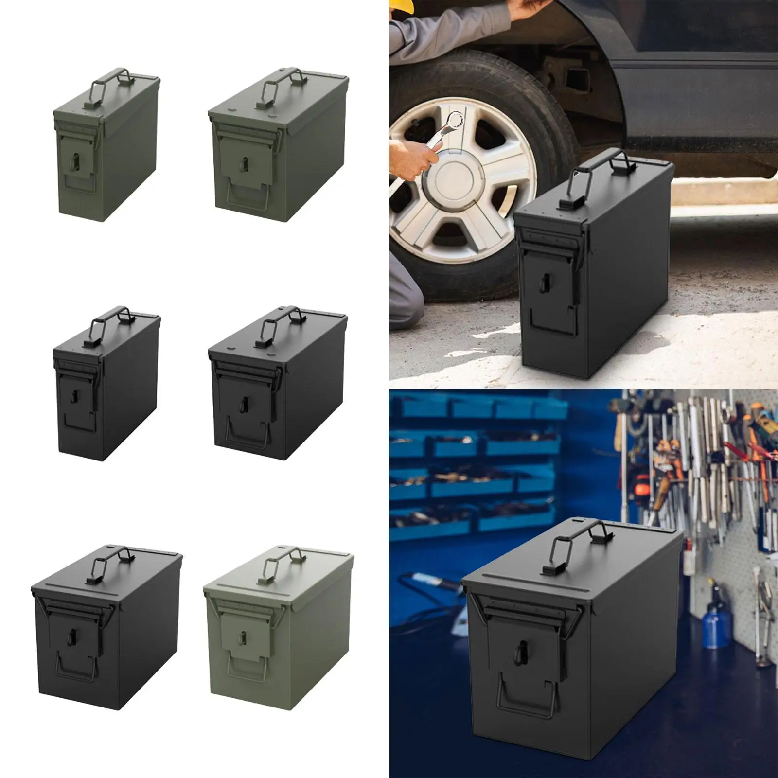 Portable Tool Box Heavy Duty Carrier Container Steel Hard Case For Equipment Tools Home Repairs Components Travel