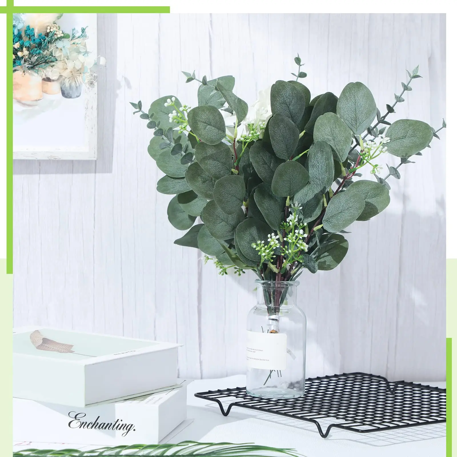 20pcs Artificial Eucalyptus Leaves Stems with White Seeds Short Silver  Dollar Flowers for Decoration Greenery Plants for Flower - AliExpress