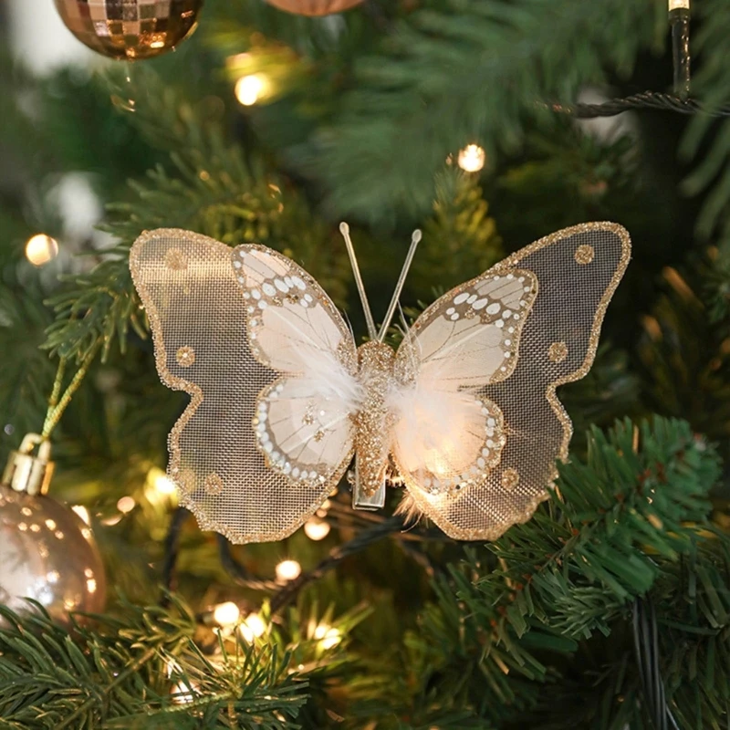 Elegant Butterfly Christmas Ornament Festival Butterfly Hanging Ornament Christmas Tree Decoration Set of 3