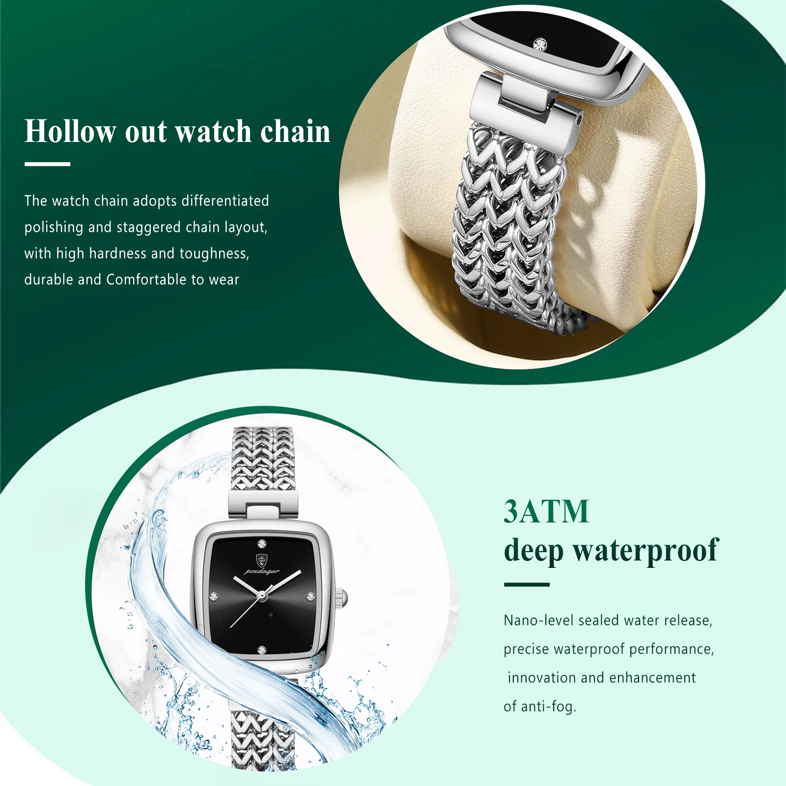 Poedagar Fashion Simple Square Watch For Woman Waterproof Stainless Steel Classic Women Watches Elegant Quartz Ladies Wristwatch, Alina Gadgets